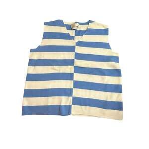 Vintage Designers Originals Blue and White Striped 100% Cotton Knit Sweater Vest